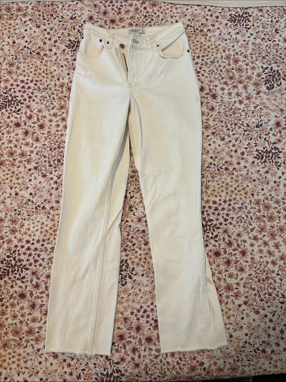 Abercrombie & Fitch Cream Straight-Leg Jeans